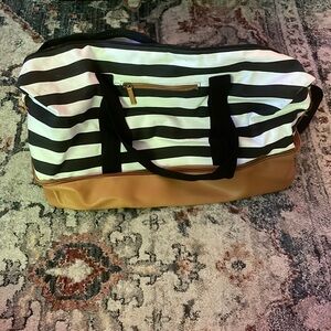 Black and White Canvas Weekender bag